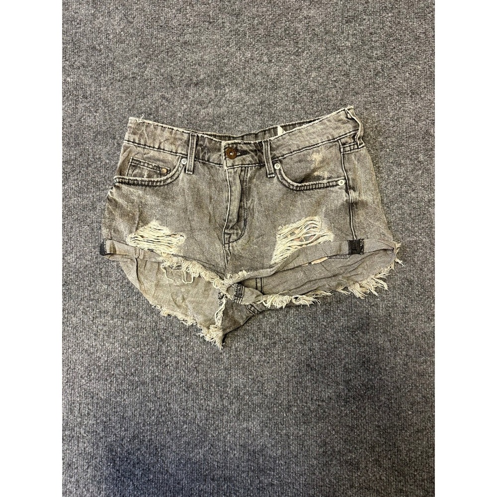H&M Shorts Womens Size 4 Gray Acid Wash Distressed Raw Hem Denim Cut Offs